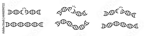 DNA icon, long genetic molecule structure, dna icon line set editable stroke