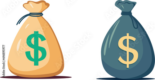 Money Bag with Dollar Sign Printed Flat Style Vector Illustration Money Pouch Money Sack Flat Style Stock Vector Image