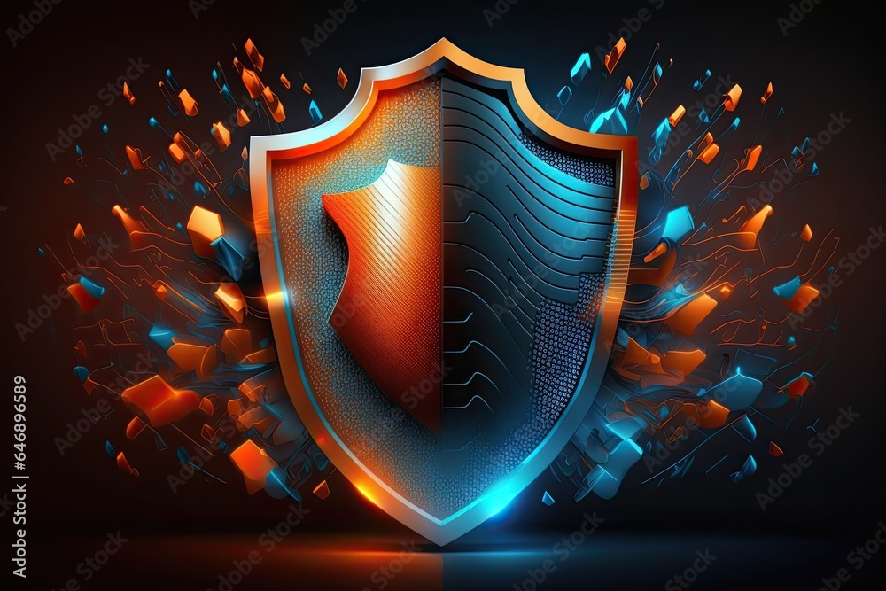 Fototapeta premium Cyber security shield technology protected data security and data privacy.Generative AI
