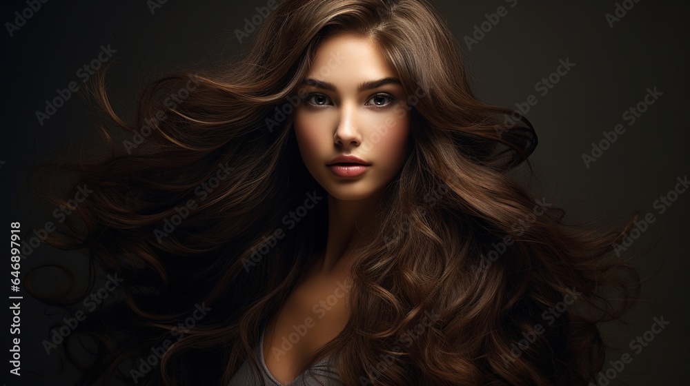 Lovely long hair.a beautiful woman with black hair stands out, hair treatment 