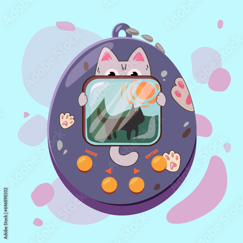 Cat tamagochi purple photo