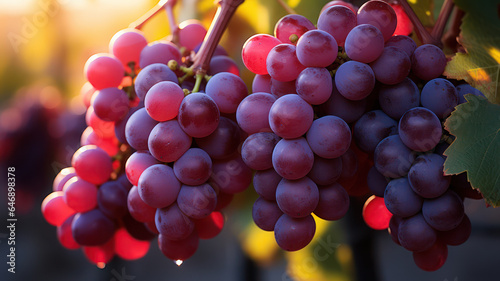 Delicious and Refreshing Grapes on Grapevines, AI generated