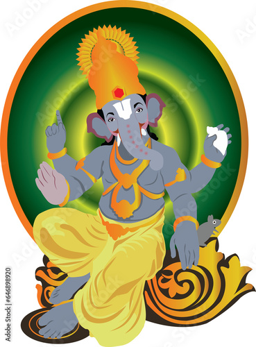 Colorful Ganesha, Vishnu Dev Illustration for Ganesh Chaturthi, Ganesh Festival photo