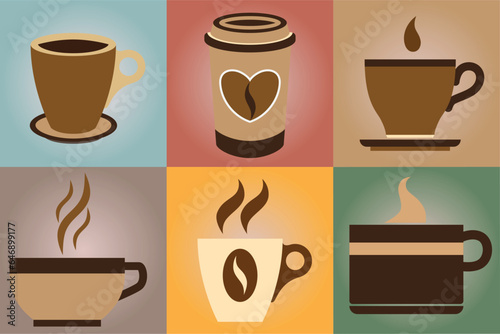 coffee vector illustrations simple minimalistic flat design style. design elements for projects, coffee bean packaging, different coffee preparing tools, trendy boho cafe branding doodles