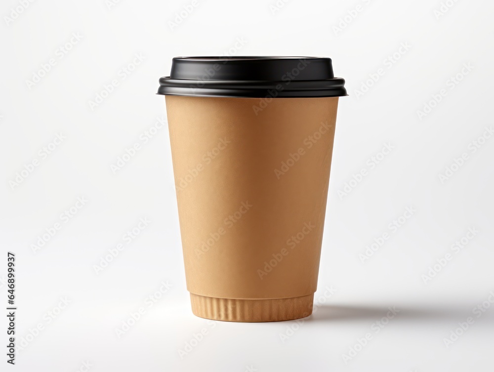 Blank Take Away Kraft Coffee Cup Isolated on White Background Blank Take Away Kraft Coffee Cup Isolated on White Background