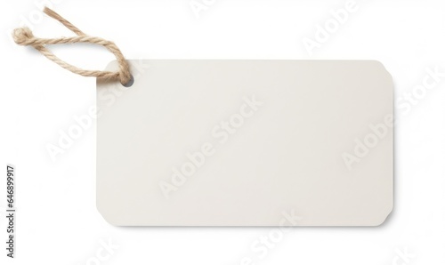 Blank Paper Tag with String Isolated on White Background