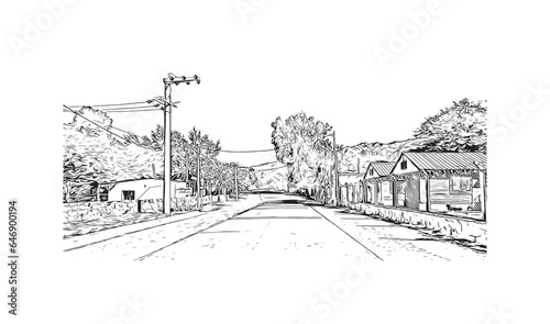 Building view with landmark of Salta is a provincial capital in northwestern Argentina. Hand drawn sketch illustration in vector