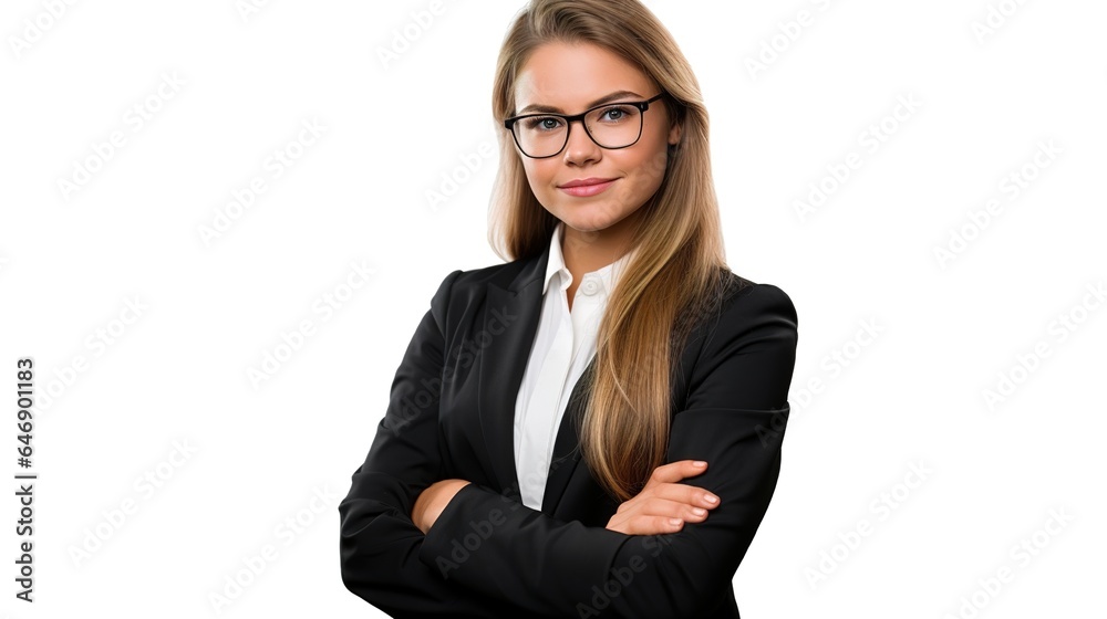 Portrait of an entrepreneur business lady, isolated on white background, smiling confidently and cheerfully. Portrait of an entrepreneur business lady, isolated on white background, smiling confidently and cheerfully.