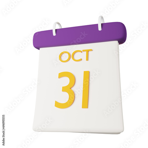 Canvastavla 3D Render calendar 31 Oct halloween