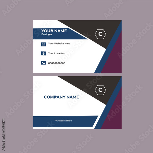 flat living coral colorBusiness card design template,Creative and modern business card template Clean and simple 