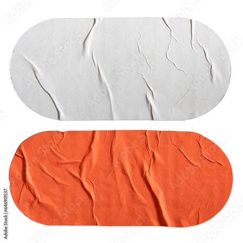 White and orange stadium shape paper stickers
