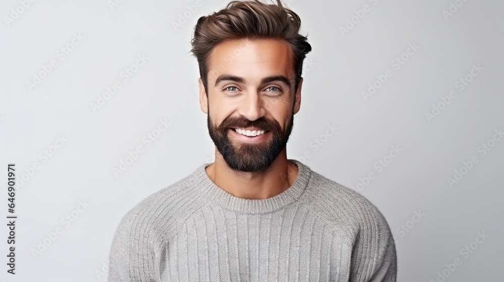 portrait of a smiling man with winter season on white background portrait of a smiling man with winter season on white background