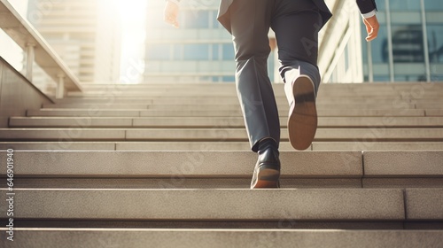 person walking on the stairs and business success