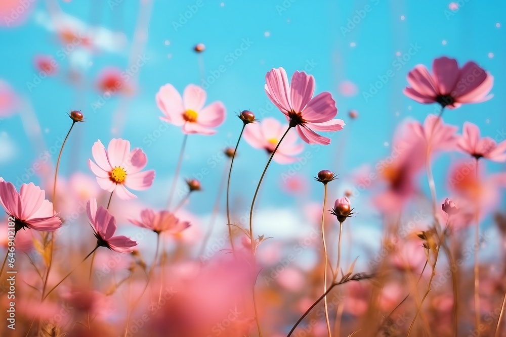 Cosmos flowers beautiful in the garden. generative ai. Cosmos flowers beautiful in the garden. generative ai.