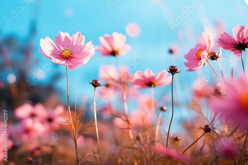 Cosmos flowers beautiful in the garden. generative ai. © SEUNGJIN