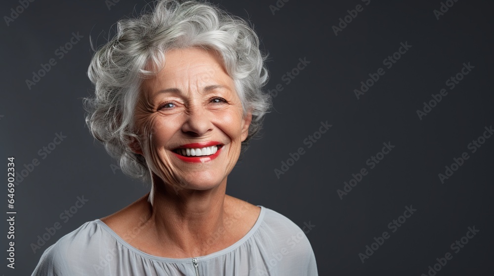Radiant Senior Woman: A close-up portrait of a vibrant senior woman with a radiant smile, showcasing her beauty, confidence, and timeless elegance. Radiant Senior Woman: A close-up portrait of a vibrant senior woman with a radiant smile, showcasing her beauty, confidence, and timeless elegance.