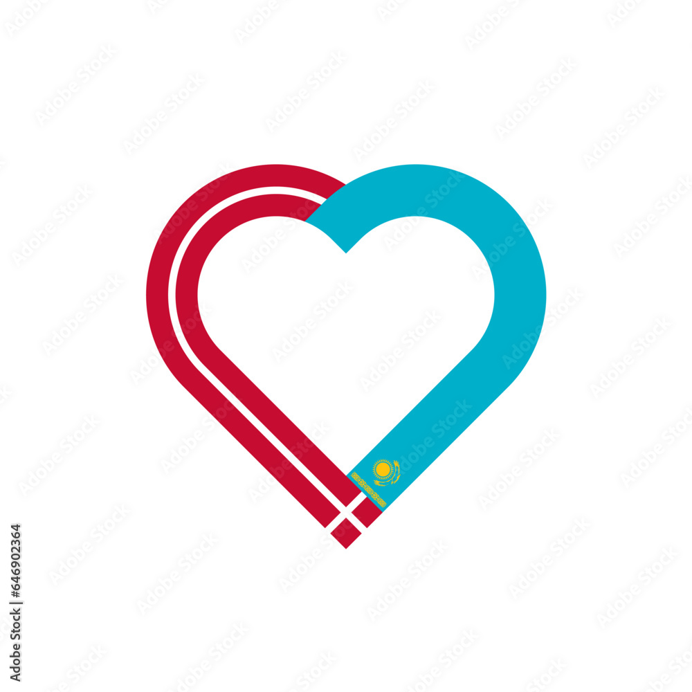 unity concept. heart ribbon icon of denmark and kazakhstan flags. vector illustration isolated on white background unity concept. heart ribbon icon of denmark and kazakhstan flags. vector illustration isolated on white background
