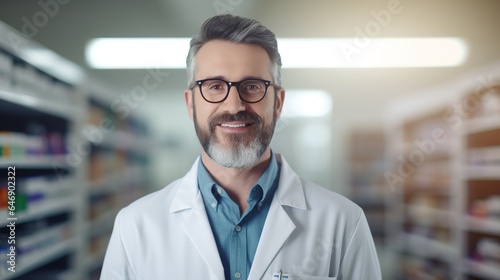 Close up male pharmacist in pharmacy