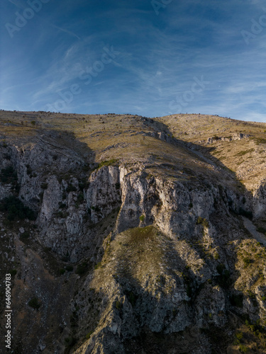 Aerial view of Serra D'Alfaro in Malafi ravine, Tollos village, Alicante, Costa Blanca, Spain - stock photo