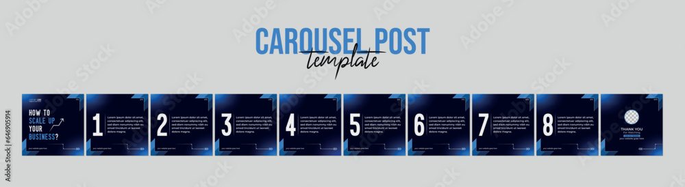 Set of Linkedin Carousel Post, editable social media Instagram carousel post, modern and creative business carousel post template, eps 10.