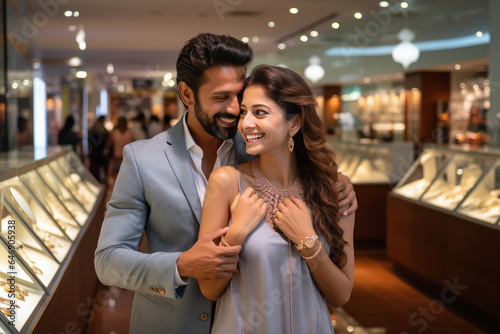 couple giving happy expression while purchasing jwellery