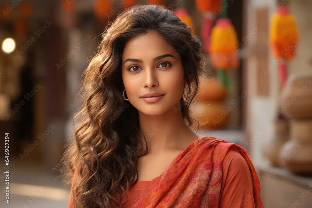 Obraz premium Young and beautiful indian woman.