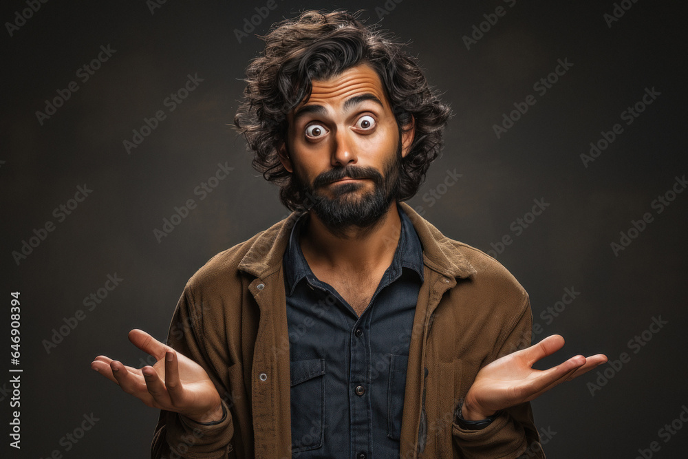Young man giving shocking expression Young man giving shocking expression