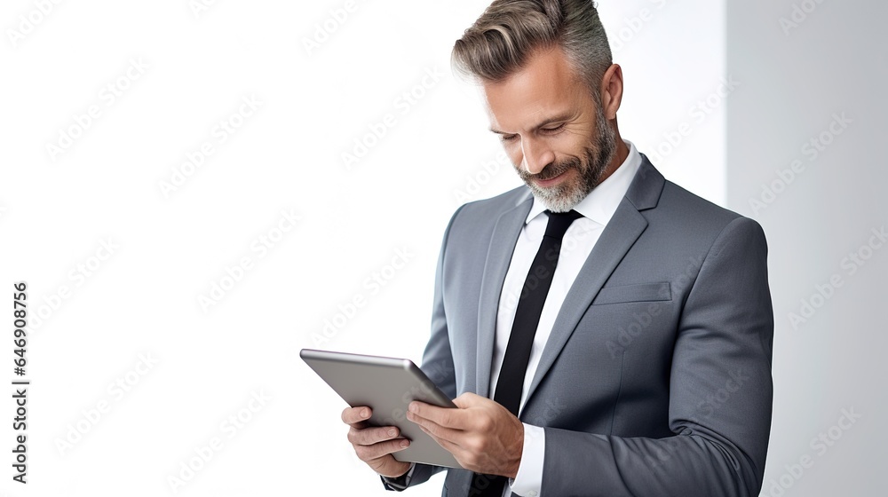 professional businessman using tablets on white background professional businessman using tablets on white background