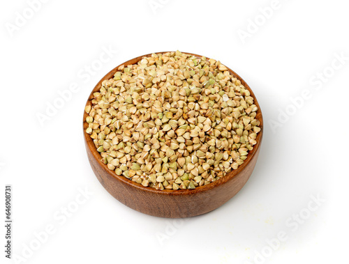 Raw Green Buckwheat Pile Isolated, Dry Buck Wheat Grains, Russian Kasha Heap, Uncooked Buckwheat Cut Out