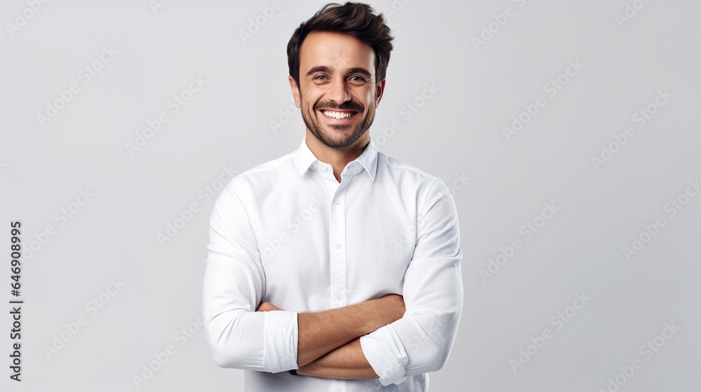 Portrait of a businessman standing isolated on white background. generative ai Portrait of a businessman standing isolated on white background. generative ai