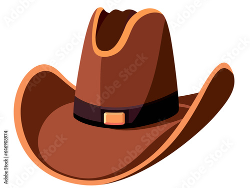 Cowboy hat simple style flat vector illustration, Cowboy hat clip art, stetson, ten gallon hat, classic cowboy hat symbol icon stock vector image