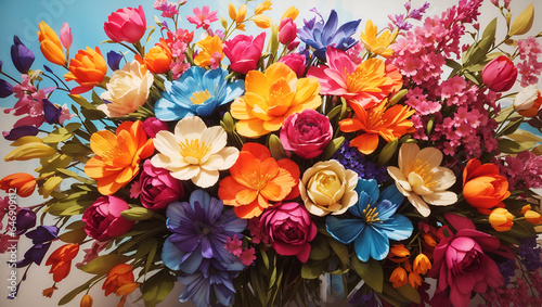 Springtime Kaleidoscope - Vibrant Bouquet of Bursting Flowers