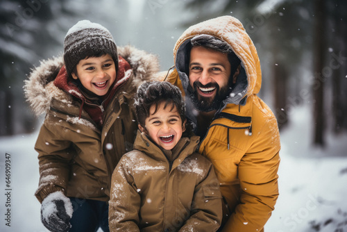 Indian family enjoying holiday in winter season