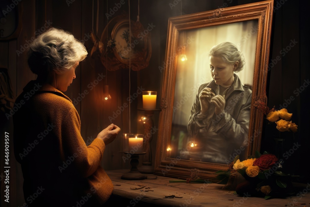 The Mirror of Memories: Embracing Aging. Generated with AI The Mirror of Memories: Embracing Aging. Generated with AI