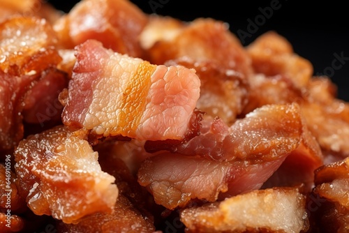 Pork bacon pieces cubes lard background photo