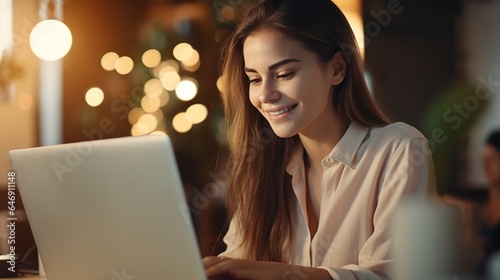 attractive and self-assured lady utilizing a laptop computer