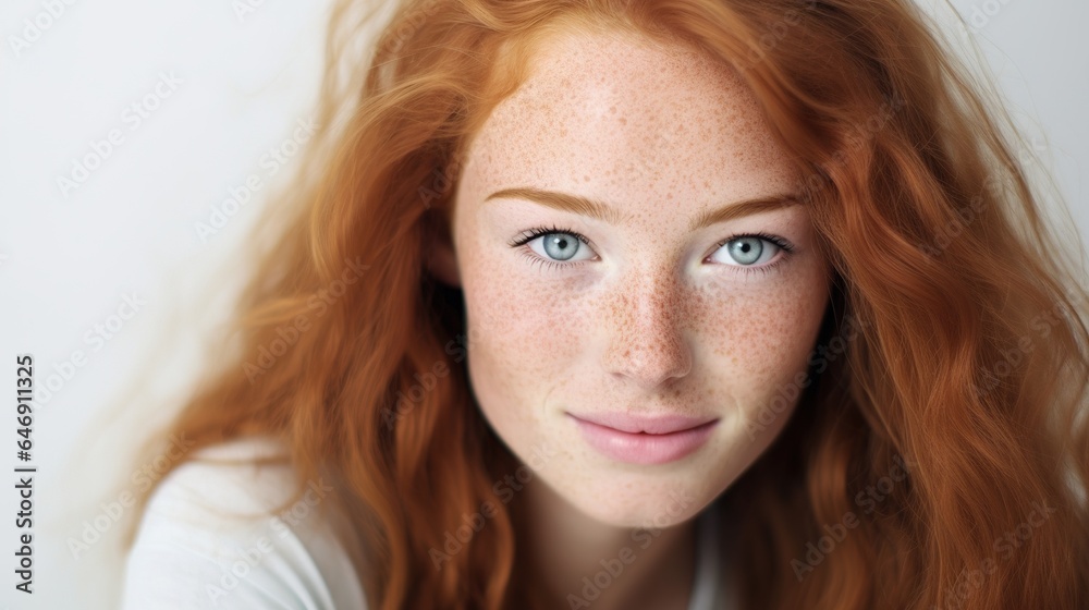 Pretty smiling joyfully female with beauty skin care and makeup. generative ai Pretty smiling joyfully female with beauty skin care and makeup. generative ai