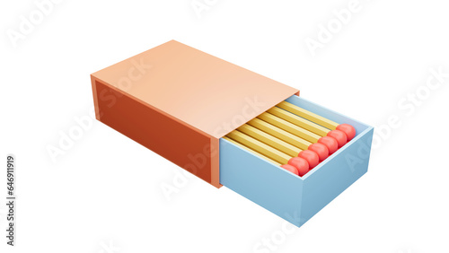 3D rendering of matchbox, Equipment for lighting fires, Use for camping bonfires and hiking
