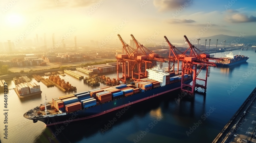 Naklejka premium Global business cargo freight shipping commercial trade logistics and oversea transportation by container vessel.