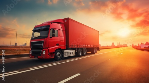 truck on the highway and cargo logistic