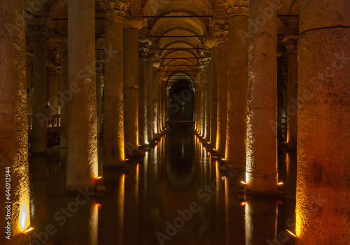 Underground ancient water storage in Istanbul.
The Basilica Cistern is the largest ancient underground water reservoir in the historic center of Istanbul.