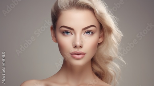 Natural makeup gorgeous model girl face beauty lady healthy skin. generative ai