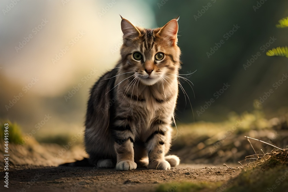 Obraz premium cat on the grass