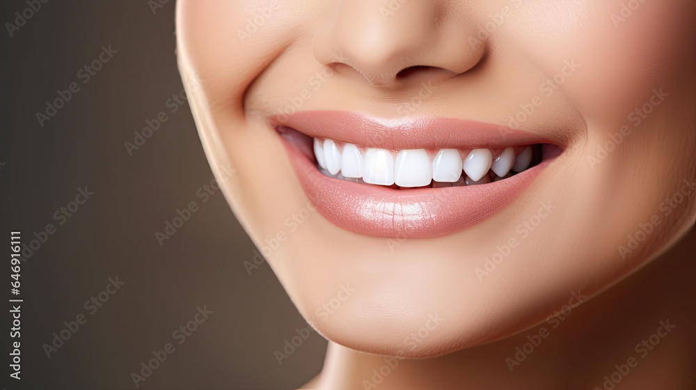 Obraz premium Dental Care. close up mouse Beautiful asian Woman Healthy Smile young Female Smile show beautiful of teeth, confident in orthodontics
