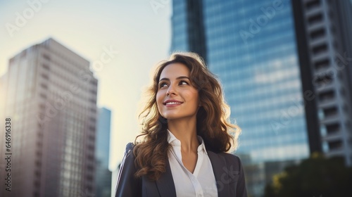 Free Download businesswoman standing with her arms crossed at  an outdoor uban - GFXLoad