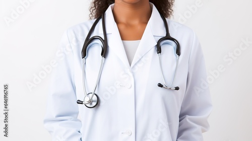 Close Up female doctor standing on studio background