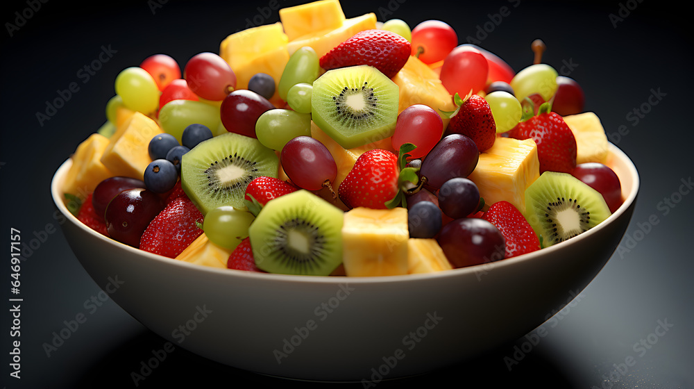 Fruit salad in glass bowl Fruit salad in glass bowl