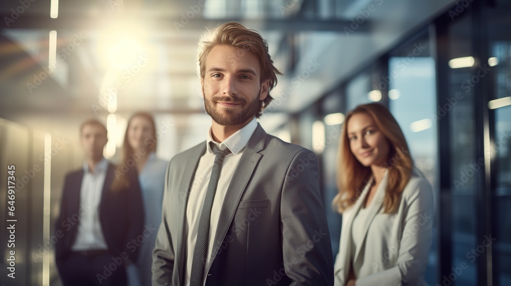 An executive businessman stands at his office. A mature, confident professional manager, a confident businessman, and an investor all stare at the camera with a smile. An executive businessman stands at his office. A mature, confident professional manager, a confident businessman, and an investor all stare at the camera with a smile.