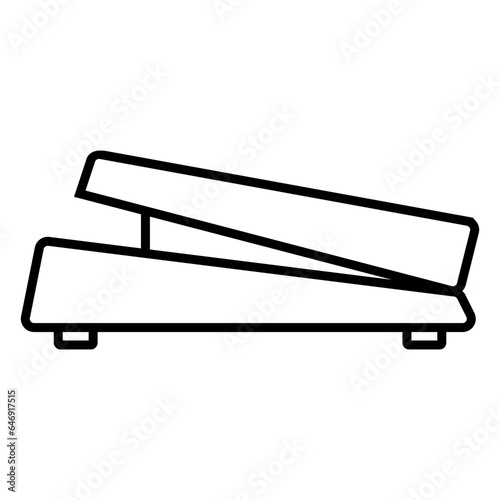 Audio studio flat icon logo. Guitar stomp box wah effect. Reverb distortion overdrive delay effect. Analog electric guitar effects. input output