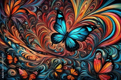 Painting butterfly  swirl abstract element design